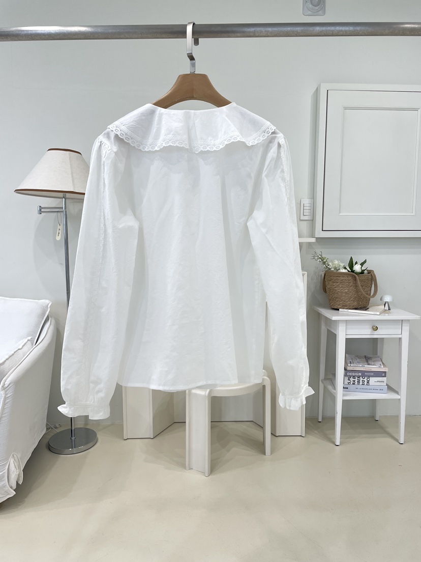 EDITION-P韓國直郵女士新款人氣熱賣休閑襯衫蕾絲衫褶皺EDITION/CHAHEE襯衫/蕾絲衫