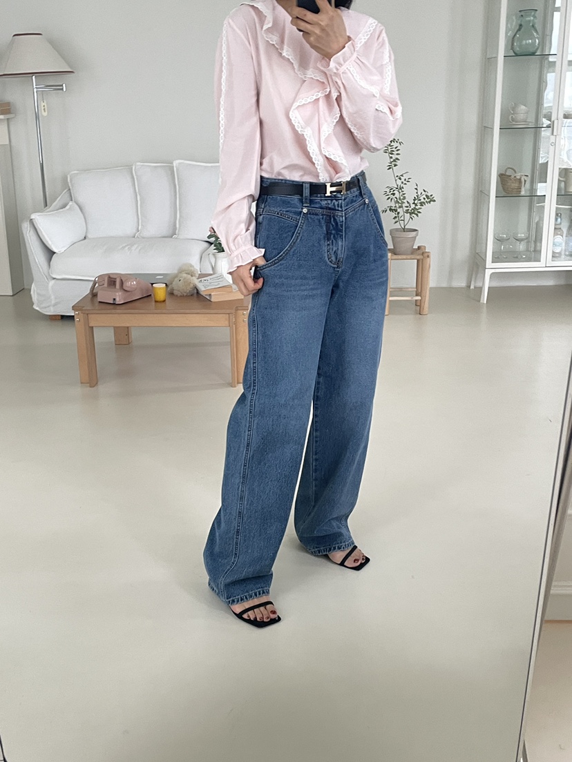 EDITION-P韓國直郵女士新款人氣熱賣休閑襯衫蕾絲衫褶皺EDITION/CHAHEE襯衫/蕾絲衫