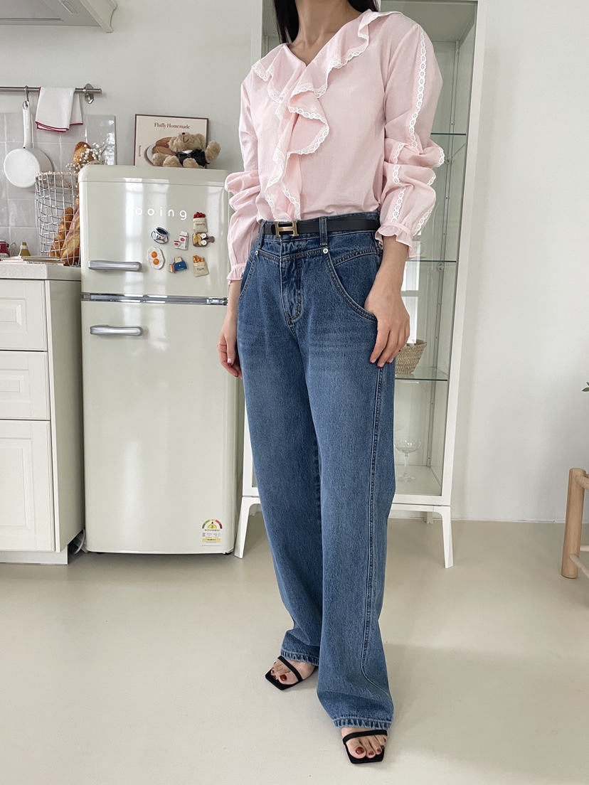 EDITION-P韓國直郵女士新款人氣熱賣休閑襯衫蕾絲衫褶皺EDITION/CHAHEE襯衫/蕾絲衫