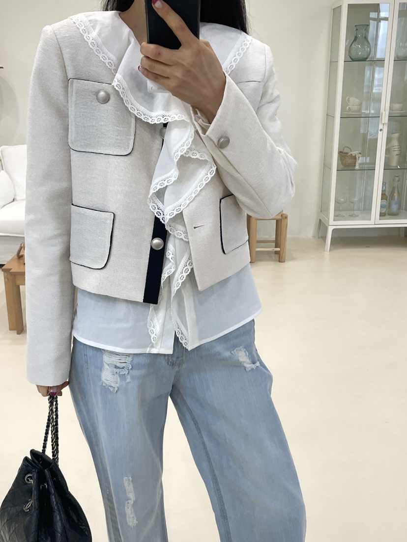 EDITION-P韓國直郵女士新款人氣熱賣休閑襯衫蕾絲衫褶皺EDITION/CHAHEE襯衫/蕾絲衫