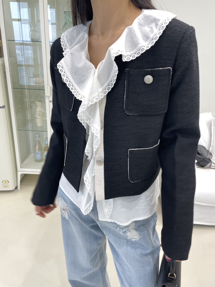 EDITION-P韓國直郵女士新款人氣熱賣休閑襯衫蕾絲衫褶皺EDITION/CHAHEE襯衫/蕾絲衫