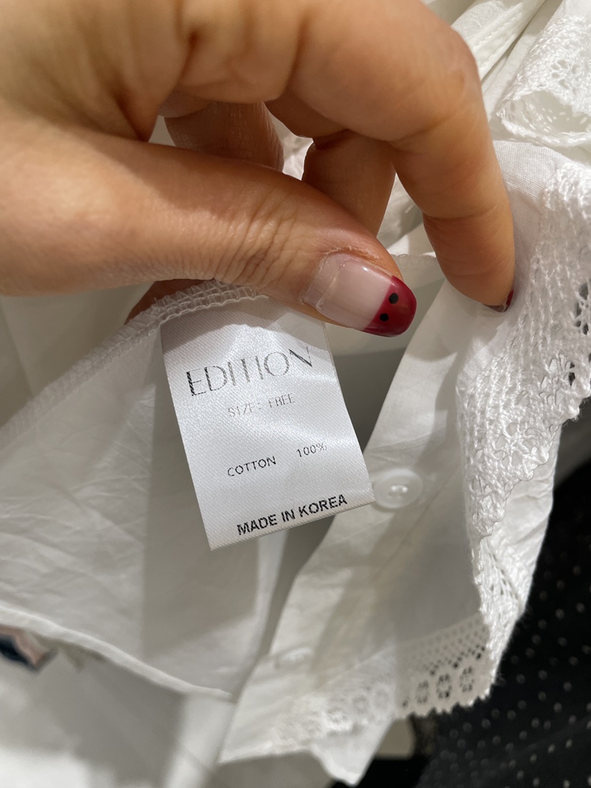 EDITION-P韓國直郵女士新款人氣熱賣休閑襯衫蕾絲衫褶皺EDITION/CHAHEE襯衫/蕾絲衫