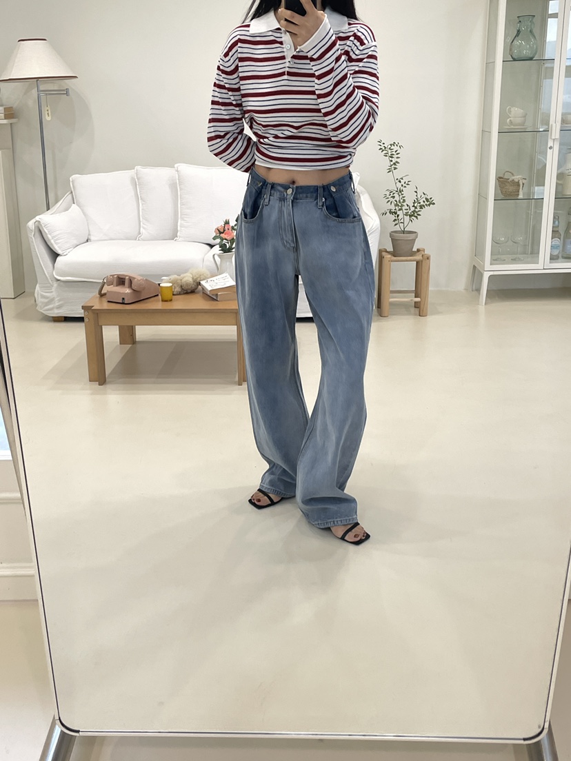 EDITION-P東大門代購女裝新品休閑人氣26春季牛仔褲手工EDITION/CHAHEE牛仔褲