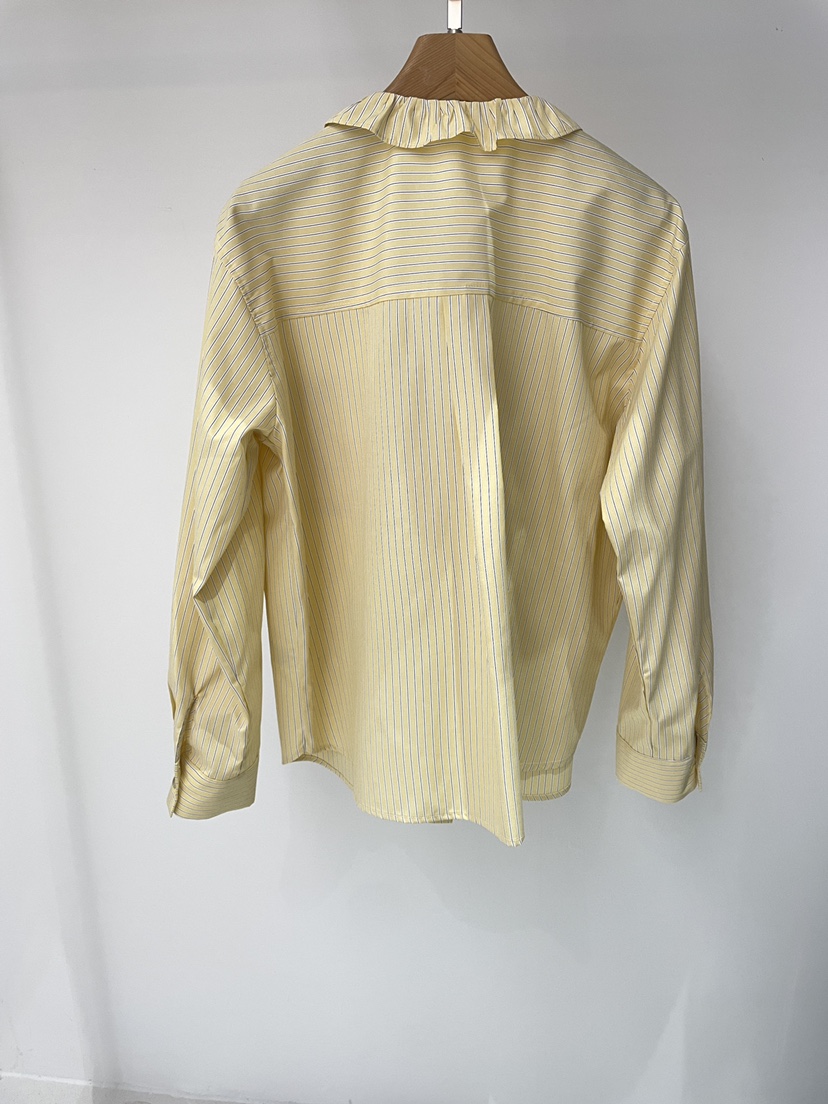 EDITION-P東大門代購女士新品時尚襯衫蕾絲衫荷葉邊條紋EDITION/CHAHEE襯衫/蕾絲衫