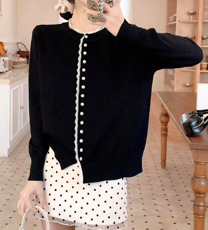 RICO/BLING BLING-S韓國直郵女裝新款推薦休閑針織衫蕾絲RICO/BLING BLING-S針織衫