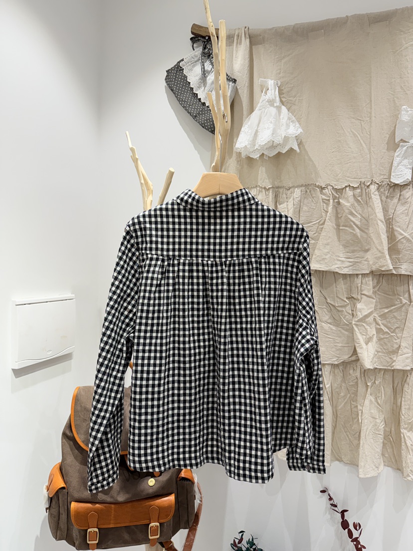 BLOOM東大門直郵女士新款人氣職業26春夏真品襯衫蕾絲衫格子BLOOM-S襯衫/蕾絲衫