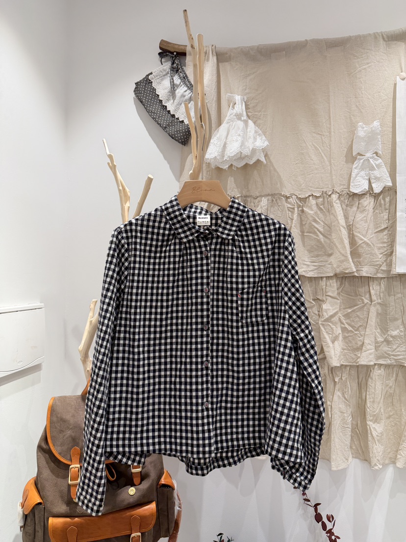 BLOOM東大門直郵女士新款人氣職業26春夏真品襯衫蕾絲衫格子BLOOM-S襯衫/蕾絲衫圖色1