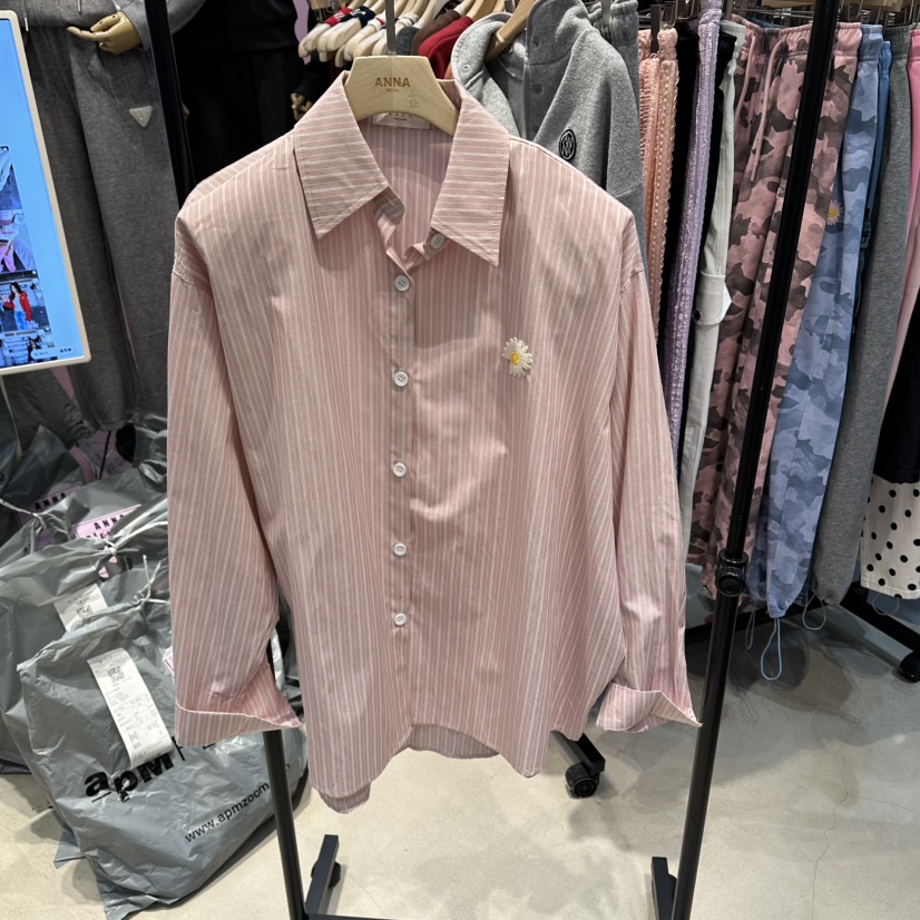 ANNA-P東大門代購女裝新款熱賣時尚人氣休閑襯衫蕾絲衫條紋ANNA-P襯衫/蕾絲衫圖色1