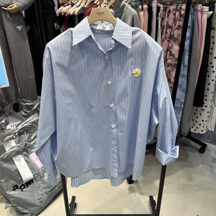 ANNA-P東大門代購女裝新款熱賣時尚人氣休閑襯衫蕾絲衫條紋ANNA-P襯衫/蕾絲衫圖色2