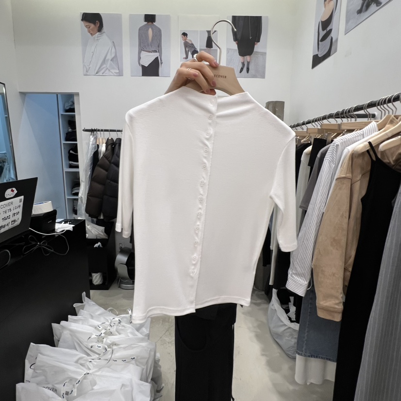 RECOVER東大門直郵女士新款休閑26春夏時尚推薦人氣T恤紐扣RECOVER/MOMENTT恤圖色1