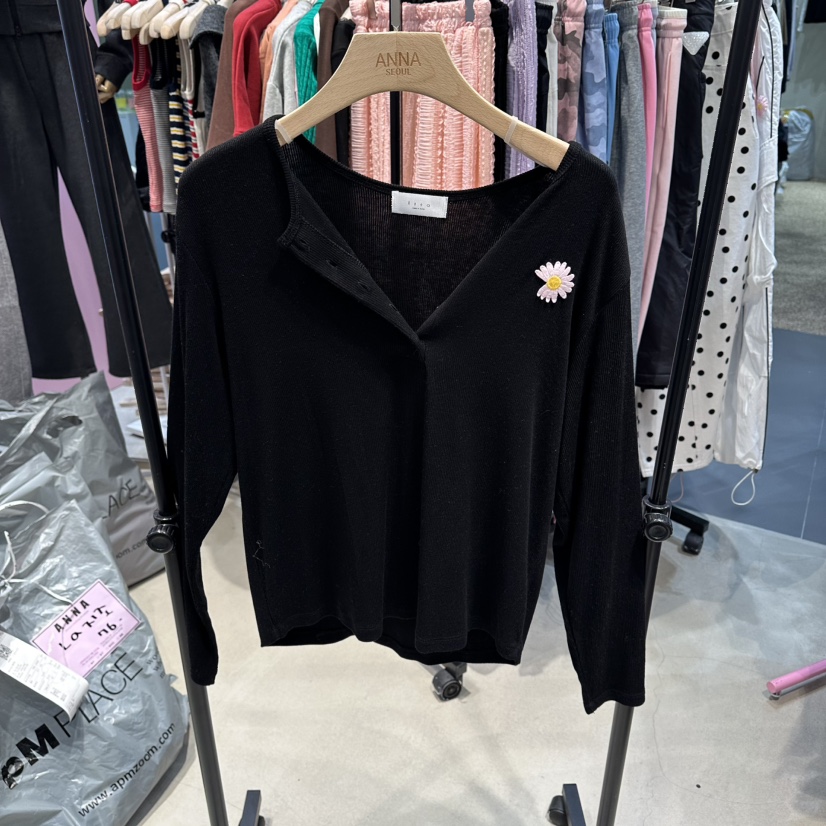 ANNA-P東大門代購女裝新款熱賣人氣職業26春夏長袖T恤紐扣ANNA-P長袖T恤圖色3