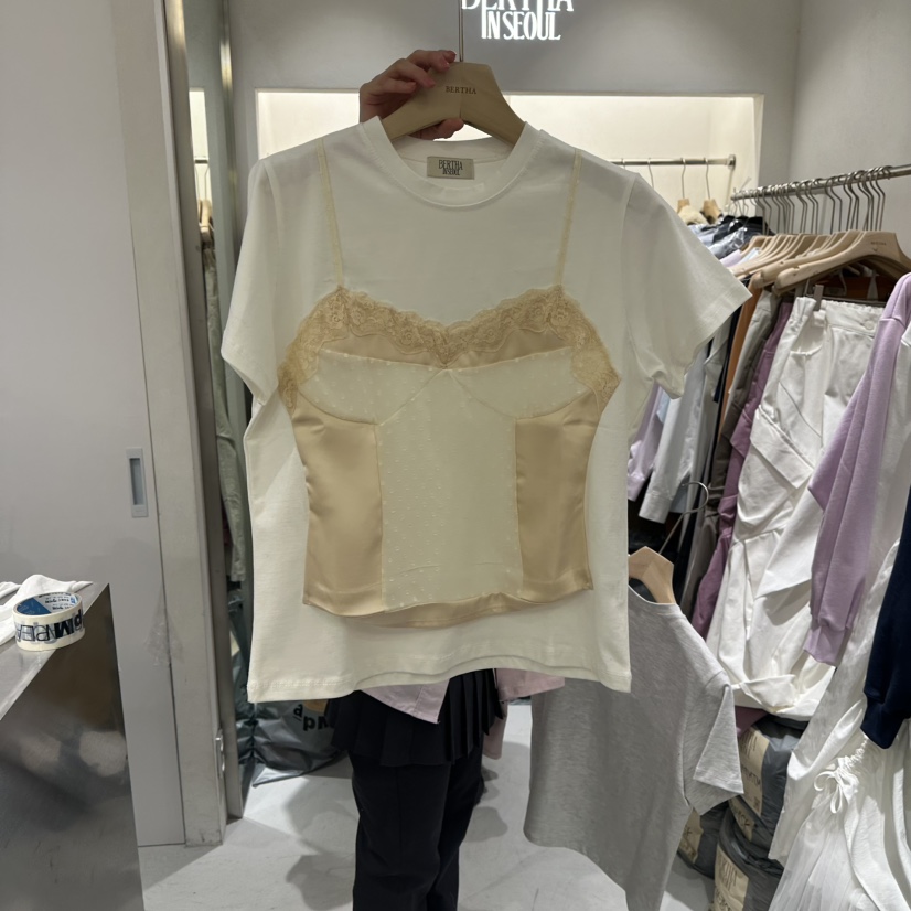 BERTHA東大門實拍女士新品時尚人氣休閑熱賣職業T恤假兩件BERTHAT恤圖色2