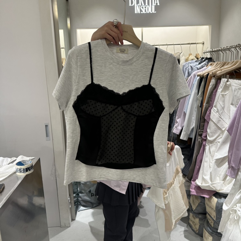 BERTHA東大門實拍女士新品時尚人氣休閑熱賣職業T恤假兩件BERTHAT恤圖色3