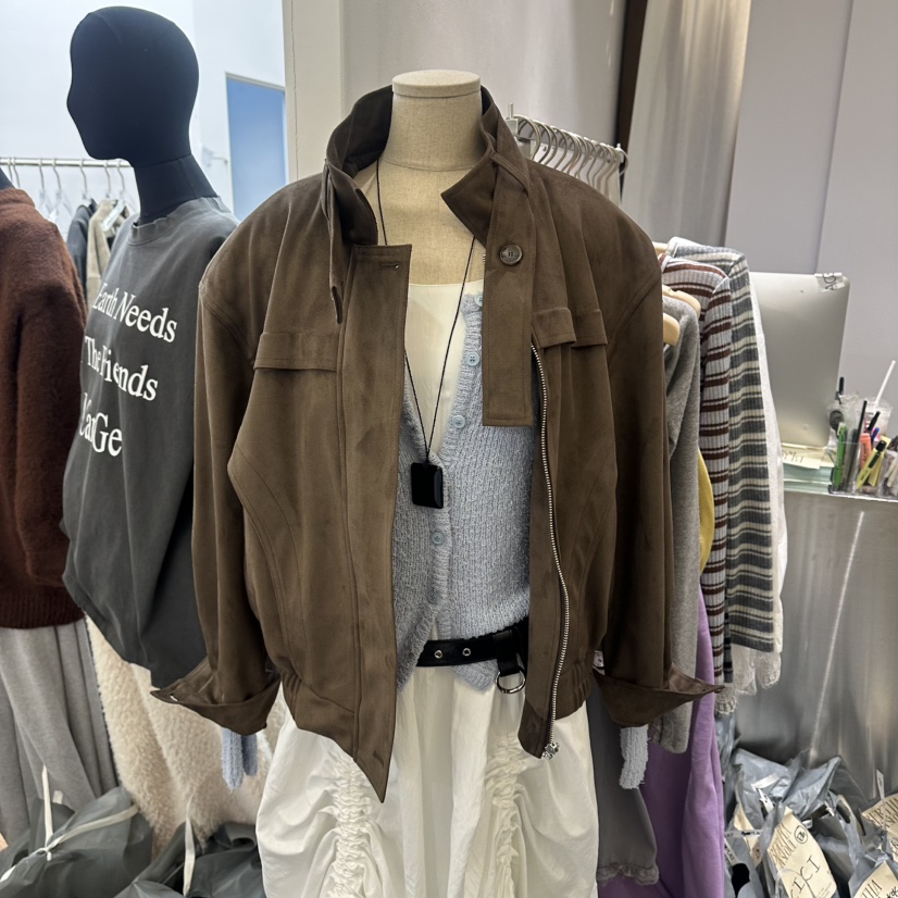 BERTHA東大門實拍女士新款26春夏推薦真品人氣時尚夾克麂皮BERTHA夾克圖色1