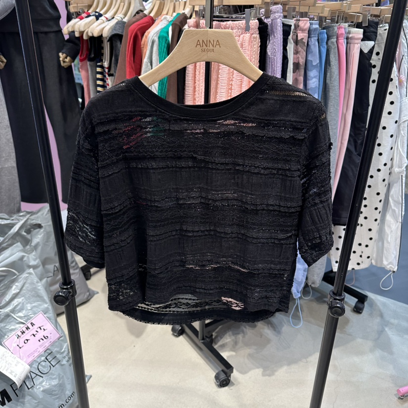 ANNA-P韓國直郵女士新款熱賣26春夏人氣職業推薦T恤蕾絲ANNA-PT恤圖色3
