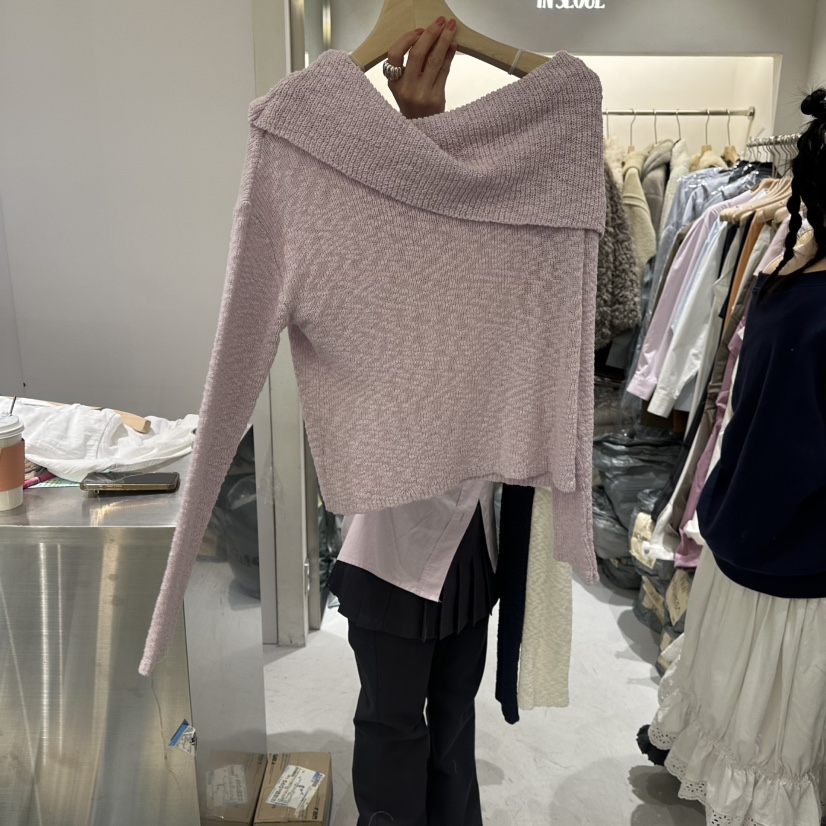 BERTHA東大門直郵女裝新款26春夏職業推薦休閑針織衫露肩BERTHA針織衫