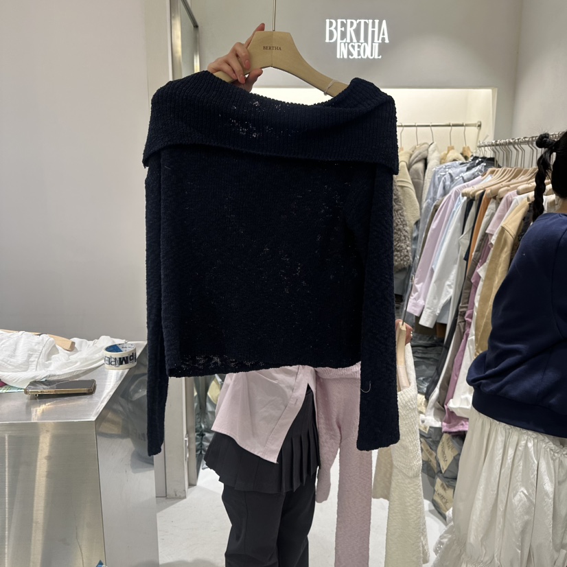 BERTHA東大門直郵女裝新款26春夏職業推薦休閑針織衫露肩BERTHA針織衫圖色3