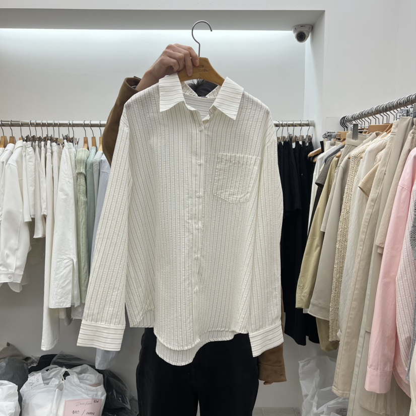 DRESS ROOM東大門直郵女士新品熱賣時尚職業襯衫蕾絲衫條紋DRESS ROOM襯衫/蕾絲衫圖色3