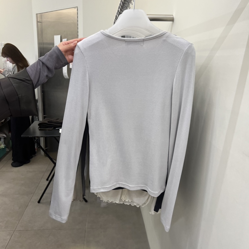 PORTS MOSS東大門實拍女士新款休閑長袖T恤羊毛衫假兩件PORTS MOSS長袖T恤