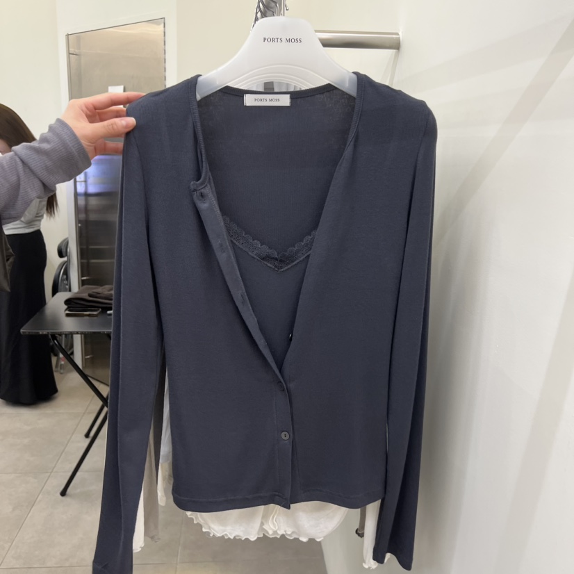 PORTS MOSS東大門實拍女士新款休閑長袖T恤羊毛衫假兩件PORTS MOSS長袖T恤圖色2