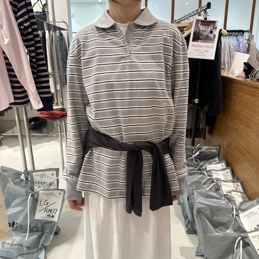 ANDMORE BUTTON韓國直郵女士新款推薦時尚休閑職業長袖T恤ANDMORE BUTTON長袖T恤圖色2