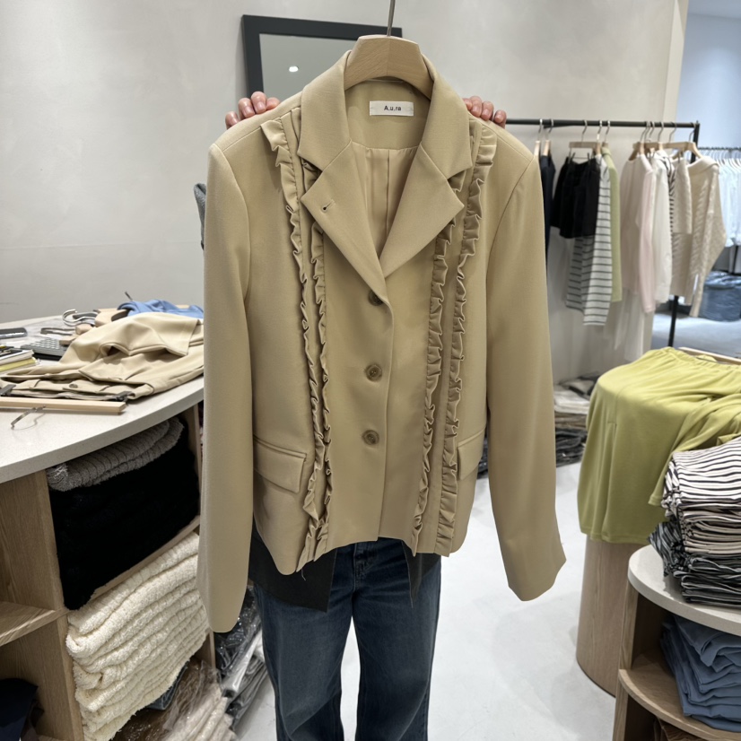 AURA韓國直郵女裝新品職業休閑26春季熱賣人氣夾克單排扣Au ra夾克圖色1