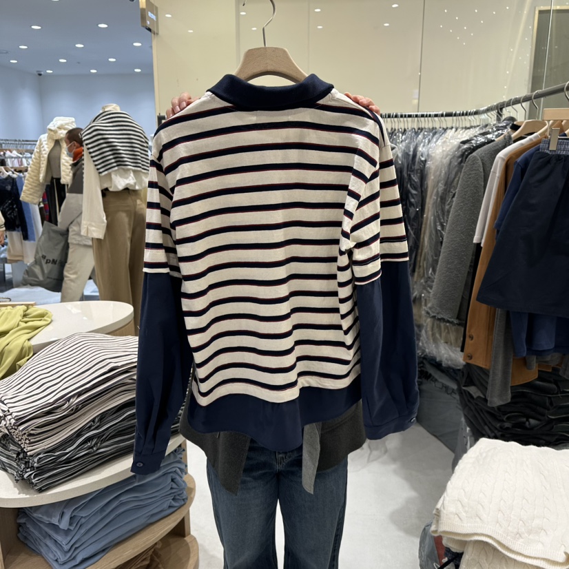 AURA韓國代購女裝新款休閑熱賣時尚26春季人氣長袖T恤假兩件Au ra長袖T恤