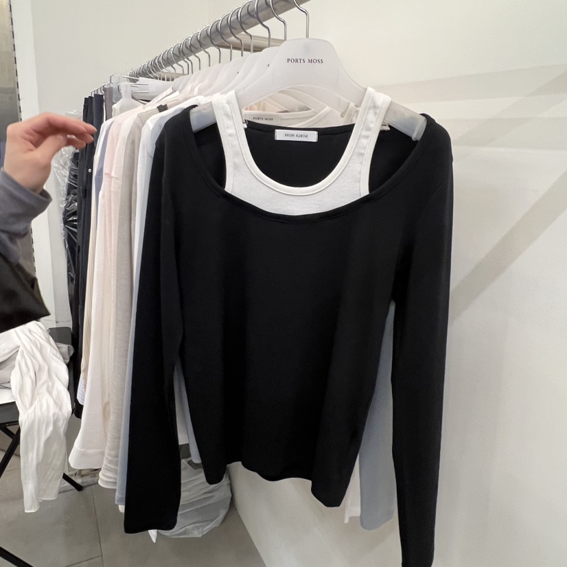 PORTS MOSS韓國直郵女士新品熱賣時尚26春季長袖T恤假兩件PORTS MOSS長袖T恤圖色2
