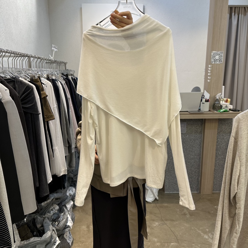 PLOVER東大門代購女士新品休閑熱賣職業時尚推薦長袖T恤披肩PLO_VER長袖T恤