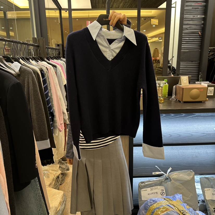 LE ETOILE韓國代購女裝新品時尚人氣26春季襯衫蕾絲衫假兩件LE ETOILE襯衫/蕾絲衫圖色3