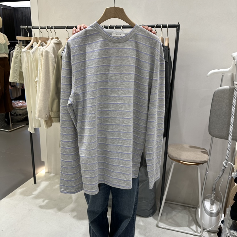 AURA東大門代購女士新品熱賣休閑職業推薦長袖T恤不含腰帶Au ra長袖T恤圖色2