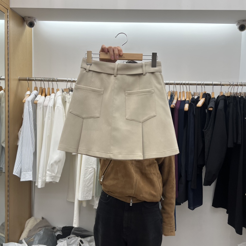 DRESS ROOM東大門實拍女士新款26春季休閑時尚短裙含腰帶DRESS ROOM短裙