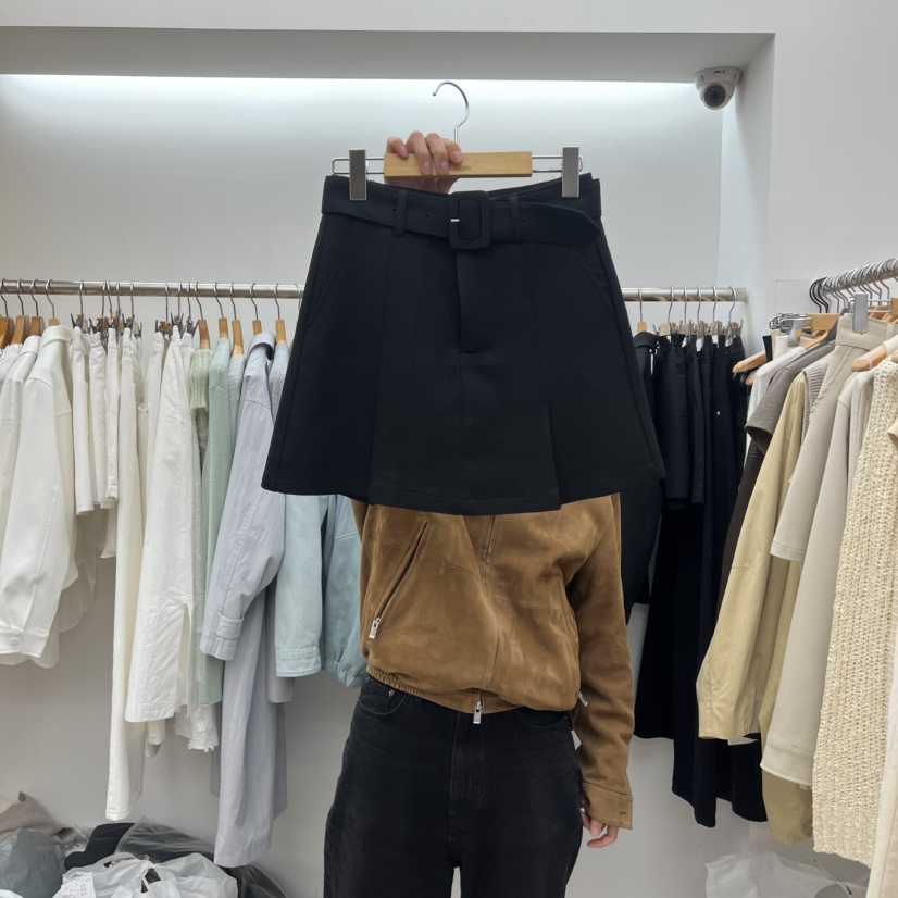 DRESS ROOM東大門實拍女士新款26春季休閑時尚短裙含腰帶DRESS ROOM短裙圖色2