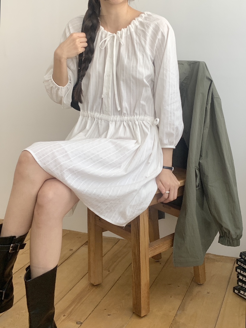 WOOD韓國代購女裝新款推薦時尚真品休閑職業熱賣26春夏連衣裙WOOD連衣裙