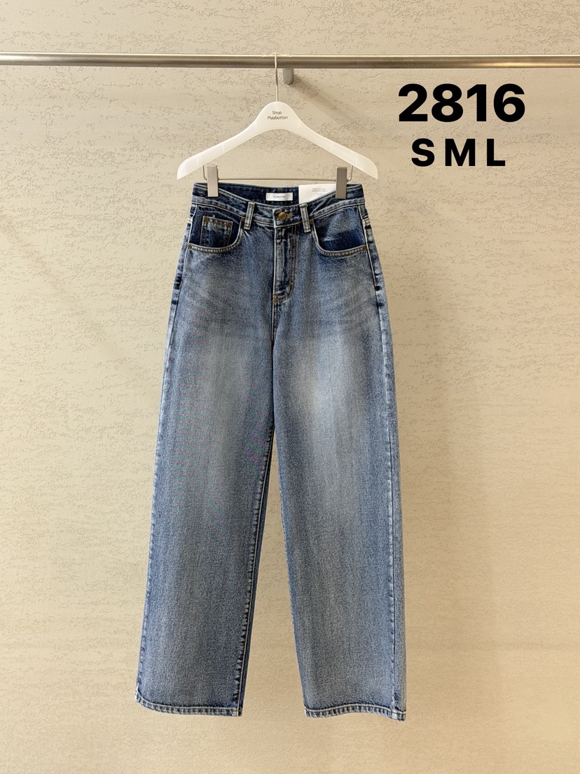 PLAYBUTTON-P韓國代購女裝新品26春夏真品職業推薦牛仔褲PLAYBUTTON牛仔褲圖色1