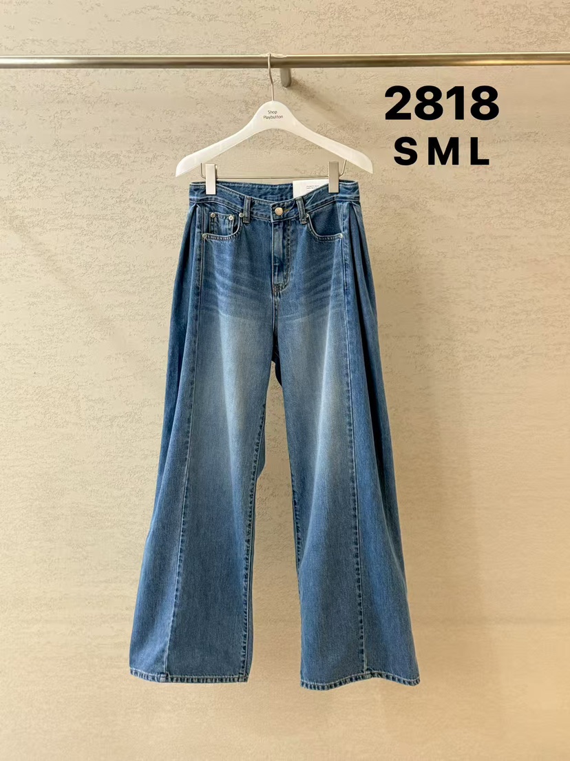 PLAYBUTTON-P韓國直郵女士新品人氣休閑推薦熱賣26春夏牛仔褲PLAYBUTTON牛仔褲圖色1
