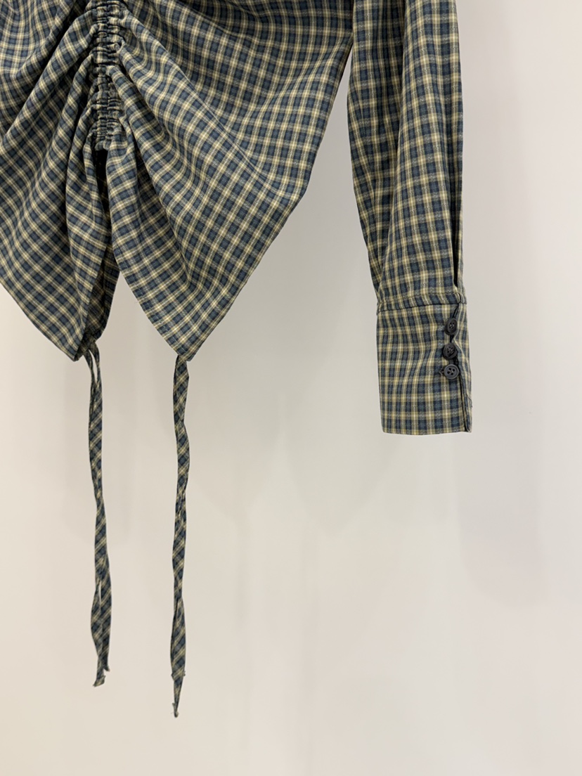 TOOGOOD東大門實拍女士新品人氣職業時尚襯衫蕾絲衫格子褶皺TOOGOOD襯衫/蕾絲衫