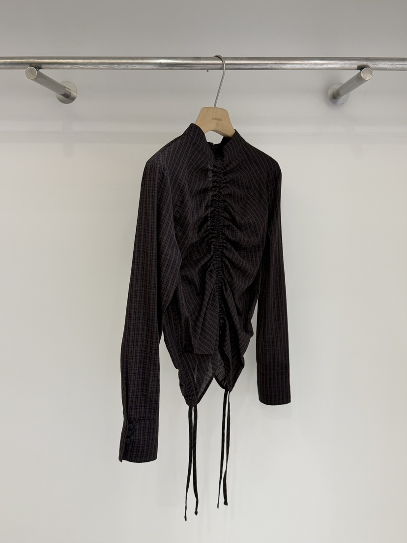 TOOGOOD東大門實拍女士新品人氣職業時尚襯衫蕾絲衫格子褶皺TOOGOOD襯衫/蕾絲衫圖色2