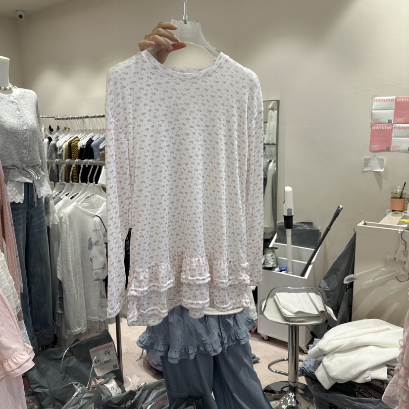 MIMME/LOOKK東大門直郵女裝新品休閑推薦長袖T恤荷葉邊花朵MIMME/LOOKK長袖T恤圖色2