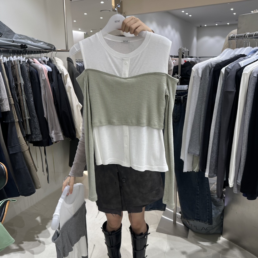 BENE韓國代購女裝新款職業熱賣休閑時尚26春夏真品長袖T恤BENE長袖T恤圖色2