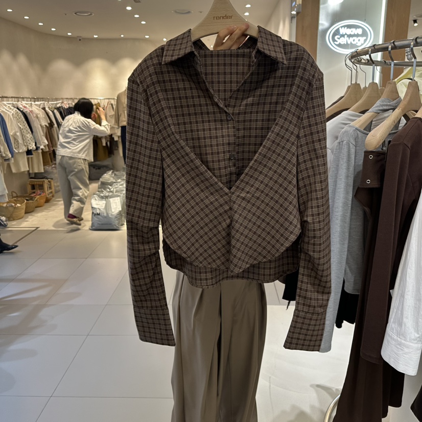 RENDER韓國代購女士新品26春夏熱賣推薦休閑人氣襯衫蕾絲衫RENDER襯衫/蕾絲衫圖色2