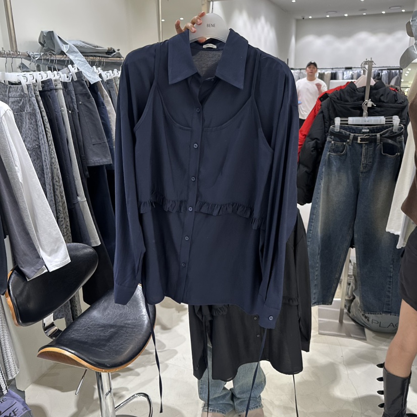 BENE韓國直郵女裝新品時尚人氣熱賣職業襯衫蕾絲衫假兩件BENE襯衫/蕾絲衫圖色4
