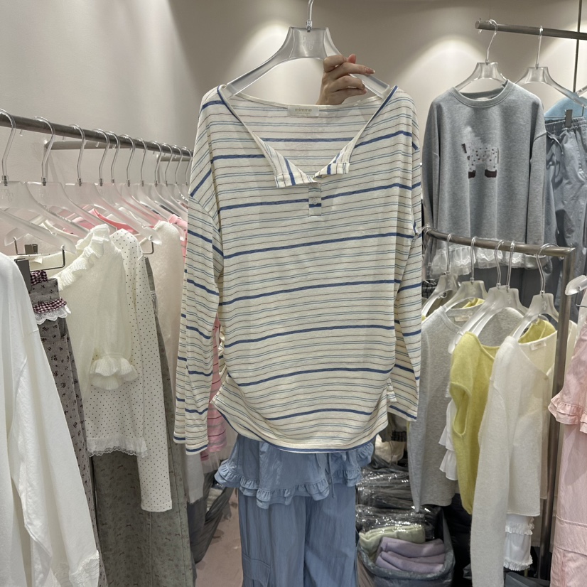 MIMME/LOOKK東大門直郵女士新款26春夏時尚推薦長袖T恤紐扣MIMME/LOOKK長袖T恤圖色2