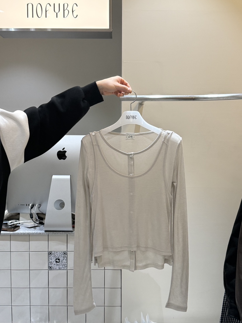 NOFYBE韓國代購女士新品人氣休閑時尚職業熱賣推薦長袖T恤NOFYBE長袖T恤圖色2
