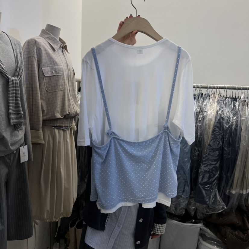 TAN&amp;COMO韓國直郵女裝新款26春夏人氣時尚T恤假兩件tan-COMOT恤