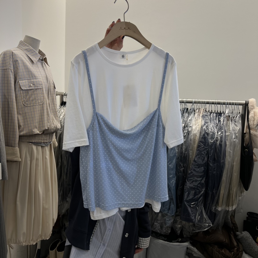 TAN&amp;COMO韓國直郵女裝新款26春夏人氣時尚T恤假兩件tan-COMOT恤圖色2