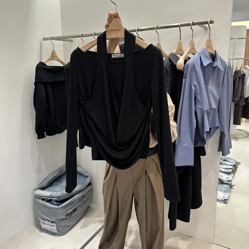 RENDER東大門代購女裝新款熱賣推薦真品26春夏長袖T恤假兩件RENDER長袖T恤圖色3