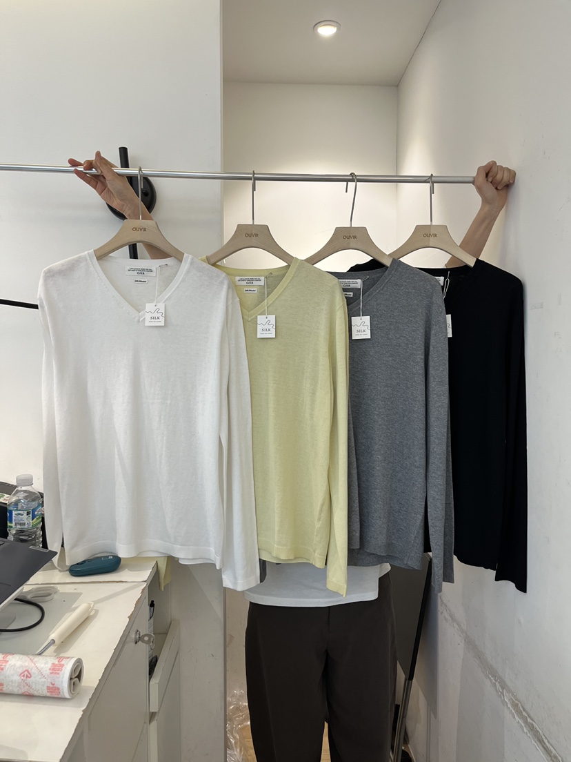 OUVIR韓國代購女裝新款熱賣人氣26春夏職業長袖T恤混紡絲綢O.V.R/OUVIR長袖T恤