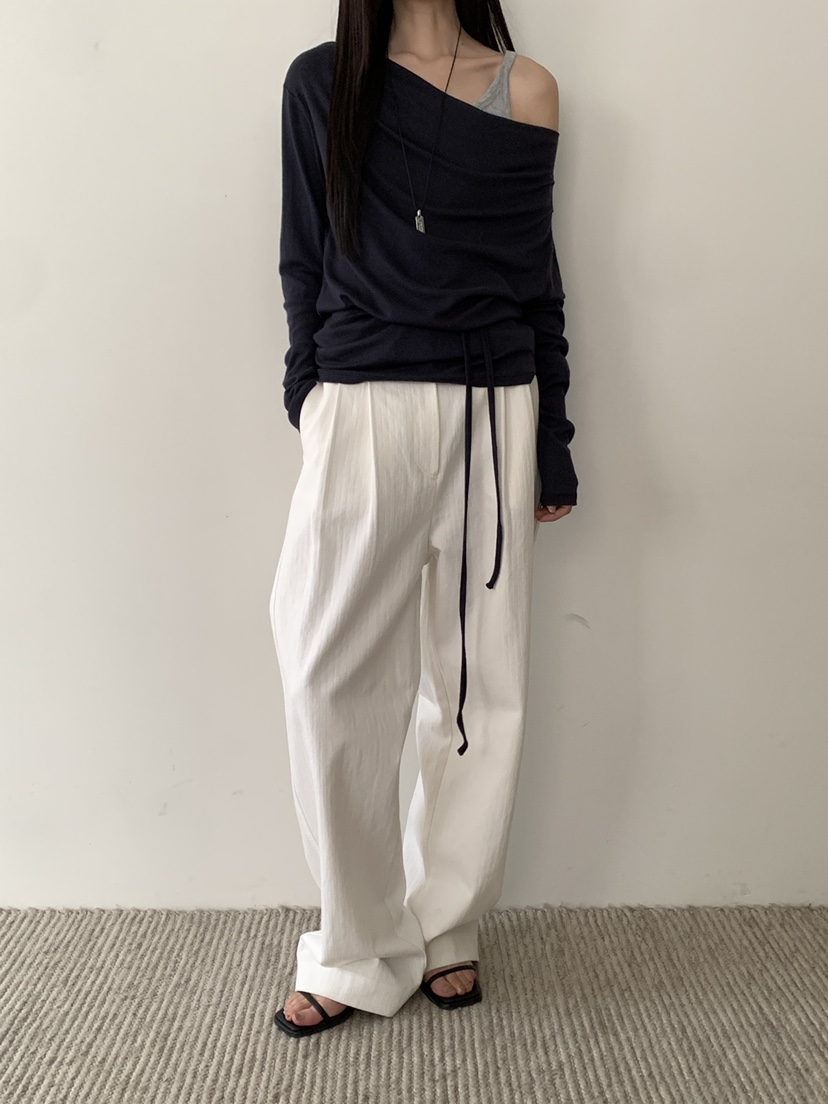 B_GARDER東大門實拍女裝新品休閑26春夏休閑褲人字紋棉質B.GARDER休閑褲