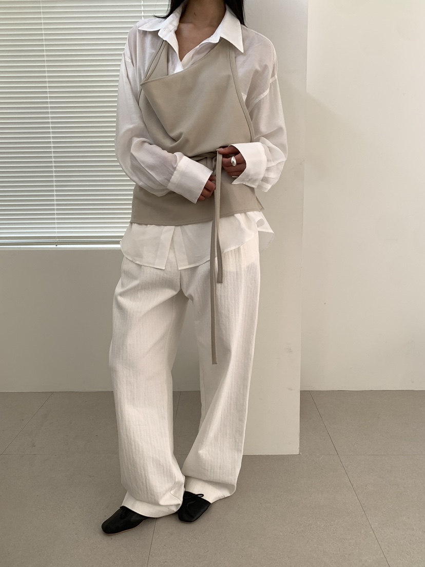 B_GARDER東大門實拍女裝新品休閑26春夏休閑褲人字紋棉質B.GARDER休閑褲